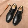 Business Oxford Men Formal Dress Shoes Black Suit Shoes Interview Career Shoes Wedding Luxury Shoes Fashion Brown Leather Shoes