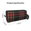 Opbergtassen Reizen Luxe Zwarte Tartan Geruite Toilettas Geometrische Gingham Check Textuur Make-up Cosmetisch Voor Schoonheid Dopp Kit Box