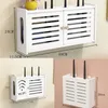 Hooks Diy White Wireless WiFi Router Shelf Storage Box Home Socket Decet Wall-Montered TV Set-Top Rack Cable Organizer