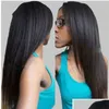 Lace Wigs 30Inch Yaki Straight Frontal Human Hair Wig Brazilian Remy Natural Scalp Transparent Hd Front African American Drop Delivery Dhh8T