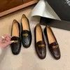 Casual Shoes Natural Cowhide Real Leather Retro Flats Women's British Style Metal Decoration Round Toe Slip On Loafers Footwear