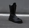 Round Head Man High Boot Thick Soled Men äkta läderdesigner Boot