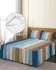 Spódnica z łóżkiem retro gradient drewna elastyczne sprężone łóżko z poduszkami Mattress Mattress Arkusz zestawu pościeli