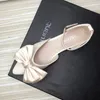 Sandalias de mujer con lazo Tacón plano Color sólido Lado Zapatos vacíos para niñas Verano Otoño Correa trasera dulce Tamaño 3344 Punta puntiaguda 240321