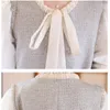 Vestidos casuales Collar de arco Pequeña fragancia Vestido francés Mujer Primavera suelta Dulce Manga larga Costura Luz Tweed Oficina Mujeres Mini