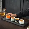 Conjuntos de chá 4/5 pcs vintage cerâmica xícara de chá conjunto pintado à mão estilo chinês paisagem teacup cerimônia caixa de presente para amigo