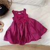 Flickans klänningar barnkläder Girl Tank Top Dress Daily Fashion Solid Color Sleeveless A-Line Casual rygglös veck Sweet Elegant Collarless 24323