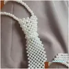 Krawatten Elegante Perlenkrawatte Damen Krawatte Schwerer Perlenschal Dekorativer Kragen Hohl Gefälschte Weibliche Modeaccessoires