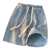 Męskie dżinsy elastyczne pasy dżinsowe szorty z kieszeniami swobodne letnią plażę dla mężczyzn