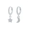 Dangle Earrings Aide 925 Sterling Silver Colored Zircon Star Moon Charm Small Hoop For Women Luxury 2024 Trend Jewelry Kolczyki Damskie
