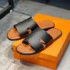 Designer Hommes Pantoufles Sandales Izmir Flip Flop Cuir Heritage Sandales En Cuir De Veau Été Paresseux Grande Mode Maison Plage Casual Diapositives Noir