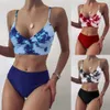 2024 NOWOŚĆ BIKINI Women Digital Printed Bra Solid Kolor Triangle Pants Multi Color Hot Sprzedawane dzielone stroje kąpielowe