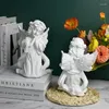 Dekorative Figuren aus Kunstharz, weiße Engel, süße Blumenfee im europäischen Stil, Retro-Stil, für den Innenbereich, Wohnzimmer, Dekoration, Gegenstände