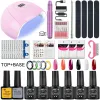 Kits Ensemble de manucure pour Extensions d'ongles ensemble de vernis à ongles Gel Kit acrylique ensemble de Gel à ongles Poly avec lampe UV sèche-ongles perceuse à ongles outils à ongles