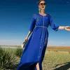 Roupas étnicas Cetim Diamantes Mulheres Muçulmanas Maxi Vestido 2024 Moda Marroquino Kaftan Dubai Abaya Turquia Noite Vestido Jalabiya Robe Árabe