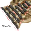 Extensions Doreen 120G Wavy Clip In Extensions Human Hair Machine Remy European Hair Clip Ins Body Wave Highlight Caramel Ombre Brown Color