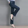 Jeans de mujer 2024 Primavera y otoño Talle alto Pierna recta Elástico Slim Fit Micro Flared Pantalones casuales