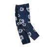 Summer Men's Jean Blue Hombre Trousers Women Flower Print Pants Oversized Streetwear Straight Casual Mens Denim Jeans Designer White