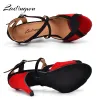 Stiefel Ladingwu Frauen Latin Tanzschuhe Flanell Salsa Frauen Ballsaal Tanzschuhe für Mädchen blau/rot weicher Boden Innenschuhe Tango Tango