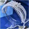 Hårklämmor Barrettes Fashion White Pearl Hoop Elegant FL Bridal pannband Tillbehör för kvinnors flickor Headwearar CP626 Drop Delivery J OTGDJ