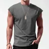 Mens New Sleeveless T-shirt Summer Leisure Sports Loose Short Sleeve Underlay Shirt