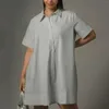 Casual Dresses Women's Summer Off Shoulder Fleared Jumpsuit Square Neck Kort klänning för kvinnor 2024 "Loose"