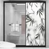 Window Stickers Privacy Film Ink Bamboo Leaves Pattern Frosted Anti UV Glass Glue-Free Static Adhesive Door