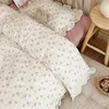 3 pçs conjunto de cama vintage floral musselina algodão bebê crianças berço roupa capa edredão fronha sem enchimento 240313