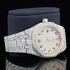 Best verkochte merk Iced Out Out Moissanite Hip Hop Bust Down For Men Roestvrij staal horloge tegen groothandelprijs