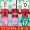 23 24 PULISIC GIROUD AC Soccer Jerseys R.LEAO 2023 THEO IBRAHIMOVIC 2024 Football Shirt ROMAGNOLI RAFA LEAO S.CASTILLEJO REIJNDERS Home Away Men Kids kit JJ 3.23