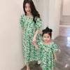 Fashion Floral Mom And Daughter Dress Cute Family Matching Party Parent-Child Outfits Christmas Carnival Mother Kids Clothes 240322