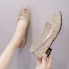Mocassini scarpe trasparenti delle donne estive femminili sandali a maglie traspirabili da donna paillettes basse tacchi da donna sandali di grandi dimensioni argento