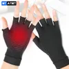 1Pair Compression Arthritis Glove Men Joint Pain Relief Antislip Therapy Gloves Half Fing Finger Brace Wrist Support 240318