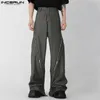 Mode Style décontracté hommes pantalons INCERUN lâche confortable pantalon élégant mâle fermeture éclair fendu Micro Pull pantalon S-5XL 240312