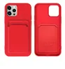 Titular Slot de Cartão Líquido Silicone Soft Phone Cases para iPhone 14 13 12 11 Pro Max Mini XR XS X 8 7 6 Plus Pure Color TPU Case Cover1