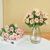 Decorative Flowers 10 Heads Artificial Bouquet White Red Rose Flower Wedding Decoration Fake For Party Home Decor Outdoor