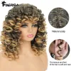 Perucas curtas pretas encaracoladas com franja para mulheres, cabelo sintético, cosplay, solto, encaracolado, loiro, vermelho, gengibre, sem cola, afro