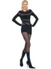 Sukienki swobodne Mozision Sheer Strips Sexy Mini Dress for Women 2024 Patchwork Long Rleeve Club Party Eleganckie