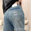 South Oil High Version 23 Xiaoxiang Back Bag Sparkling Diamond Womens Waist Slim Denim Pants Correct
