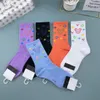 Men's and women's high-end brand socks letter P solid color cotton leisure socks soft knee-high socks suitable for horses.