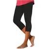 Damenhose, Sommer-Leggings für Damen, abgeschnitten, solide, eng anliegend, mit hoher Taille, zum Laufen, Yoga, Fitnessstudio, Workout, modisch, einfach