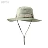 Cappelli a tesa larga Bucket Cappello a secchiello impermeabile estivo da uomo Boonie protezione UV esterna ampio Panama caccia escursionismo pesca secchielli da sole 24323