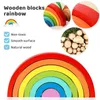 Sorting Nesting Stacking toys 1 set of Montessori stacked wooden rainbow blocks baby balance game educational puzzle Christmas gift 24323