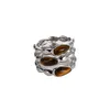 Fashion Vintage Three-Dimensional Inlaid Natural Tiger Eye Stone Ring For Women's Light Luxury High-End Jewelry Charm Trend