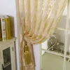 Rideaux {Byetee} rideau jaune pour salon jacquared pure Tulle pour porte de cuisine Organza chambre rideaux Voile