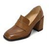 Модельные туфли, элегантные женские туфли на высоком каблуке 8 см из натуральной кожи SmallHut, весна 2024, черные, коричневые вечерние модные женские туфли-лодочки с квадратным носком