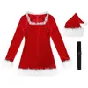 Vestidos casuais mulheres adulto flanela festa de natal papai noel trajes extravagantes clubwear laço faux pele guarnição bodycon vestido com chapéu de cinto