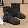 Stiefel Neue Frauen Schneestiefel wasserdicht und Fleece -Knöchelstiefel verdickten Baumwollschuhe im Winter nicht überrutschte Baumwollstiefel große Größe