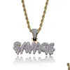 Pendentif Colliers Hommes Glacé Savage Lettre Collier Or Sier Couleur Fl Pave Cz Cristal Zircone Hip Hop Cadeau Pour FemmesPendentif Drop D DHD5X