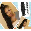 Ponytails Remy Hair Horse Ponytail Human Clip In Body Wave Extension 100G-160G Pony Tail Hairpiece For Black Women 1 Drop Delivery Pro Dhhxk